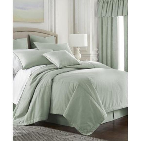 Colcha Linens Cambric Seafoam Green Queen Comforter – 100% Cotton - Picture 3 of 4